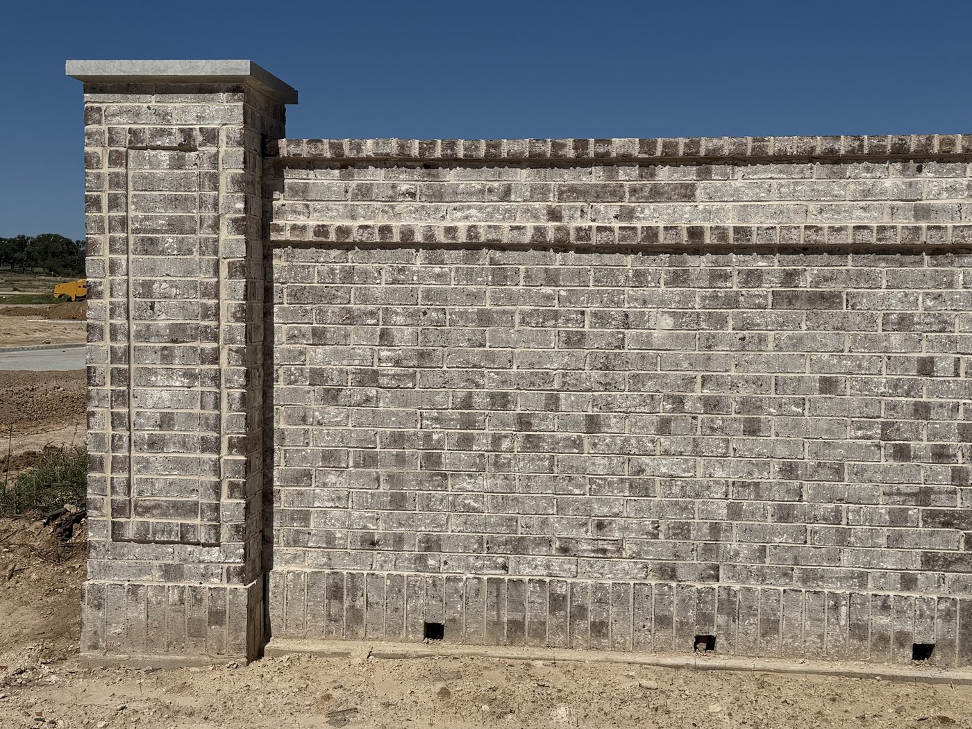 End column and brick panel of the screen wall, Morningside, Weatherford